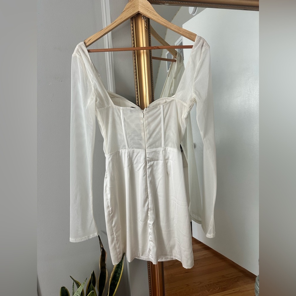 Oh Polly Ivory Sheer Sleeve Bustier Slip Dress - Picture 6 of 6
